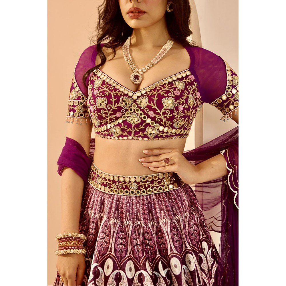 Rashika Sharma Purple Sitara Lehenga with Blouse and Dupatta (Set of 3)