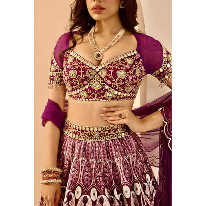 Rashika Sharma Purple Sitara Lehenga with Blouse and Dupatta (Set of 3)