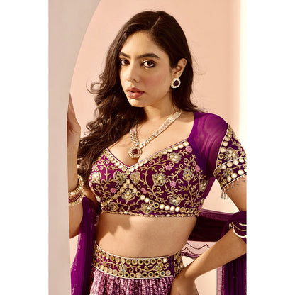 Rashika Sharma Purple Sitara Lehenga with Blouse and Dupatta (Set of 3)