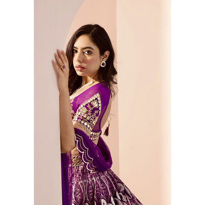 Rashika Sharma Purple Sitara Lehenga with Blouse and Dupatta (Set of 3)