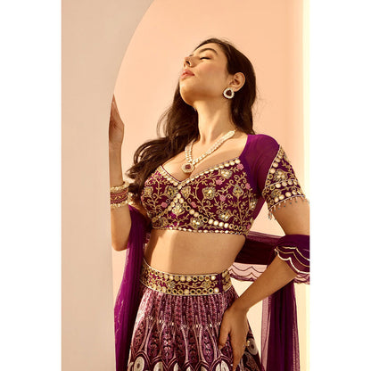 Rashika Sharma Purple Sitara Lehenga with Blouse and Dupatta (Set of 3)