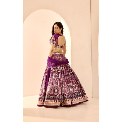 Rashika Sharma Purple Sitara Lehenga with Blouse and Dupatta (Set of 3)