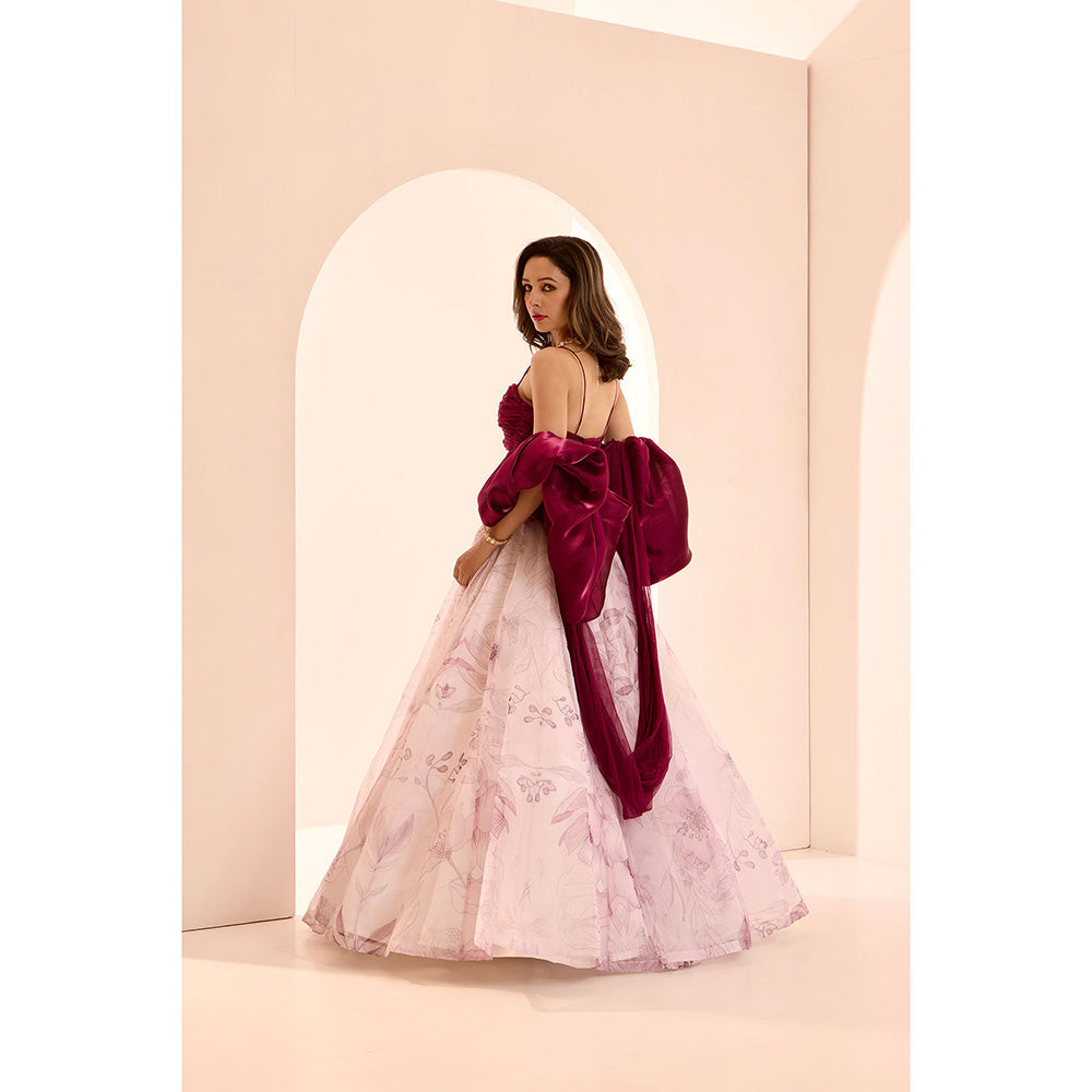 Rashika Sharma Pink Ruby Lehenga with Bustier and Dupatta (Set of 3)