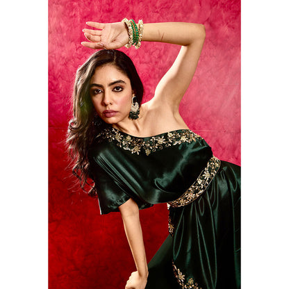 Rashika Sharma Green Seher Top with Sharara and Belt (Set of 3)