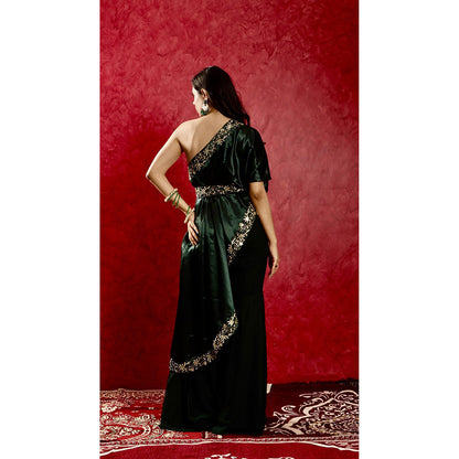 Rashika Sharma Green Seher Top with Sharara and Belt (Set of 3)