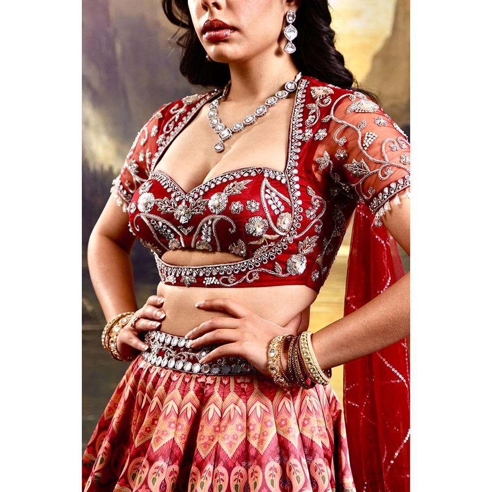 Rashika Sharma Red Noor Lehenga with Blouse and Dupatta (Set of 3)