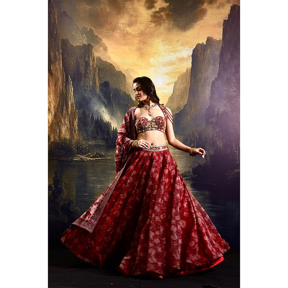 Rashika Sharma Red Khoob Lehenga with Blouse and Dupatta (Set of 3)