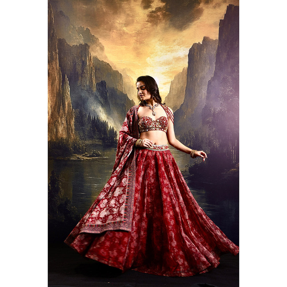 Rashika Sharma Red Khoob Lehenga with Blouse and Dupatta (Set of 3)