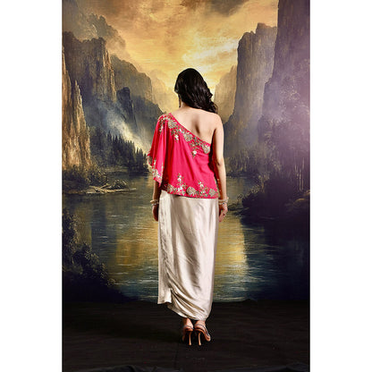 Rashika Sharma Pink Gulab Cape with Skirt and Inner (Set of 3)