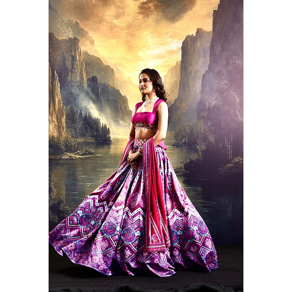 Rashika Sharma Pink Jamila Lehenga with Blouse and Dupatta (Set of 3)