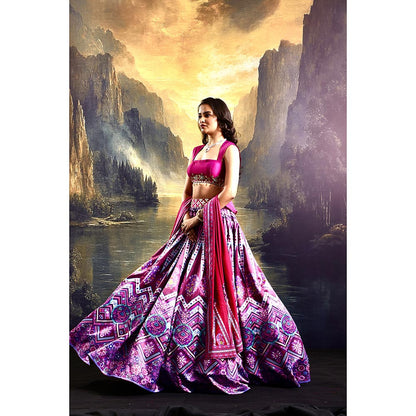 Rashika Sharma Pink Jamila Lehenga with Blouse and Dupatta (Set of 3)