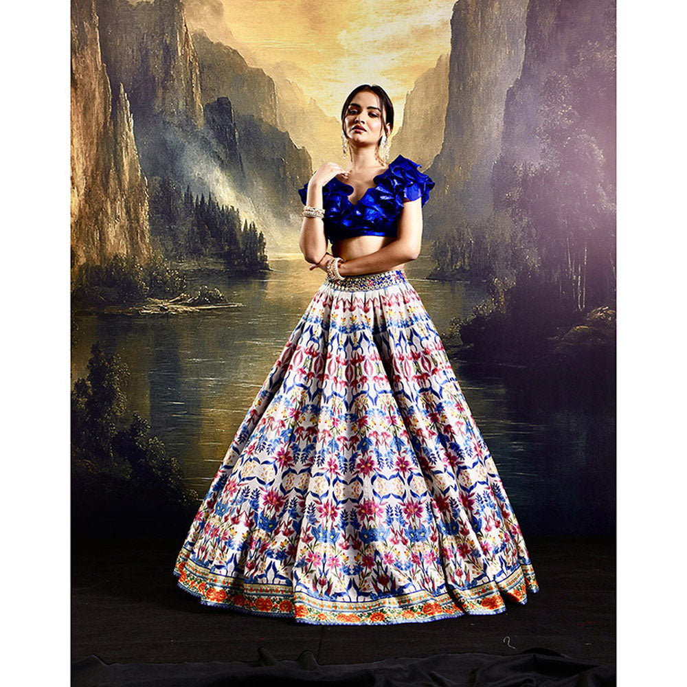 Rashika Sharma Blue Kayna Lehenga with Top (Set of 2)