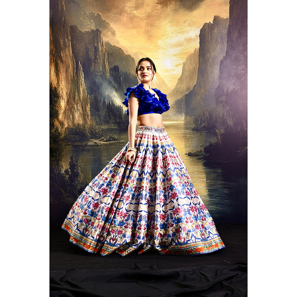 Rashika Sharma Blue Kayna Lehenga with Top (Set of 2)