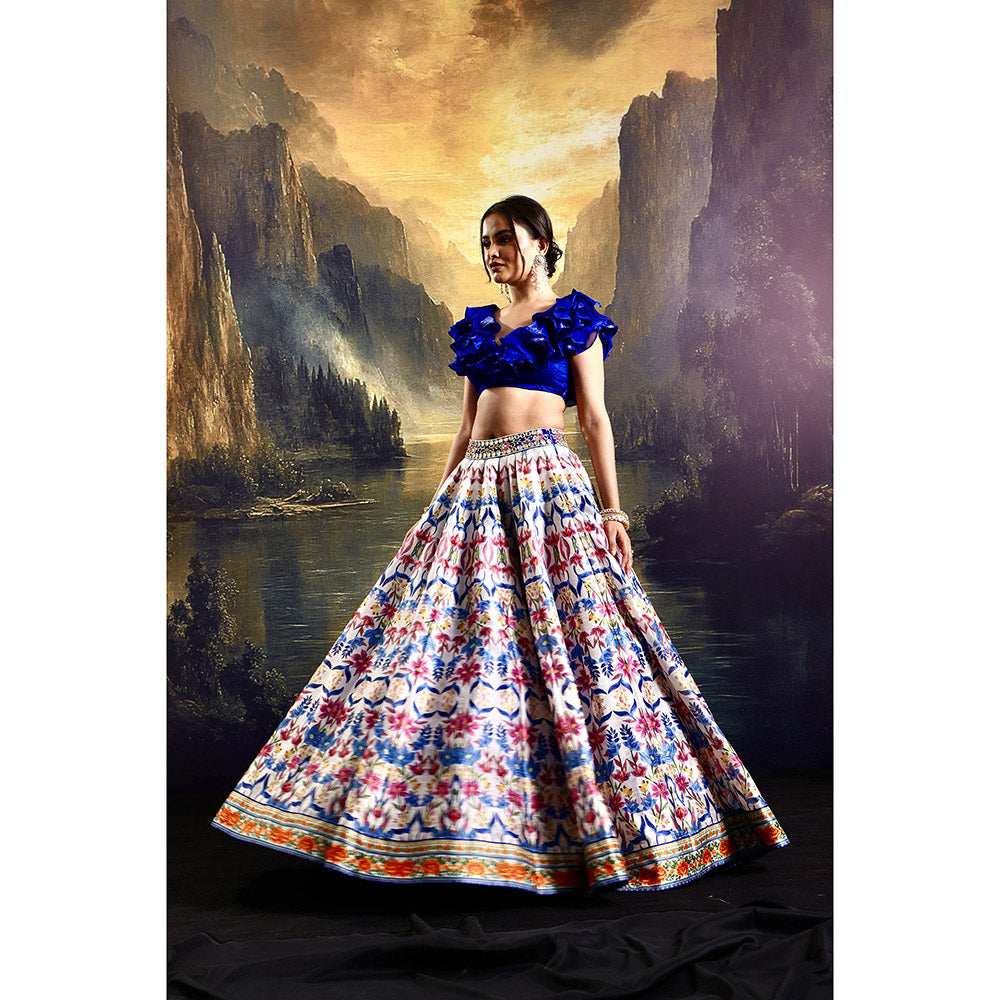 Rashika Sharma Blue Kayna Lehenga with Top (Set of 2)