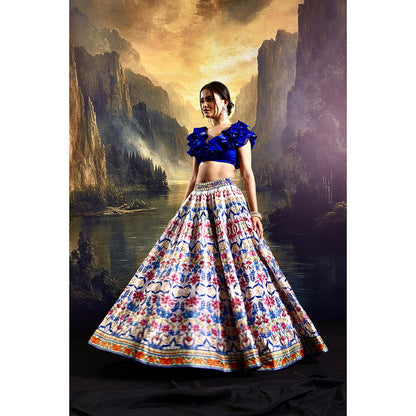 Rashika Sharma Blue Kayna Lehenga with Top (Set of 2)