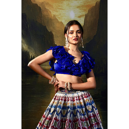 Rashika Sharma Blue Kayna Lehenga with Top (Set of 2)