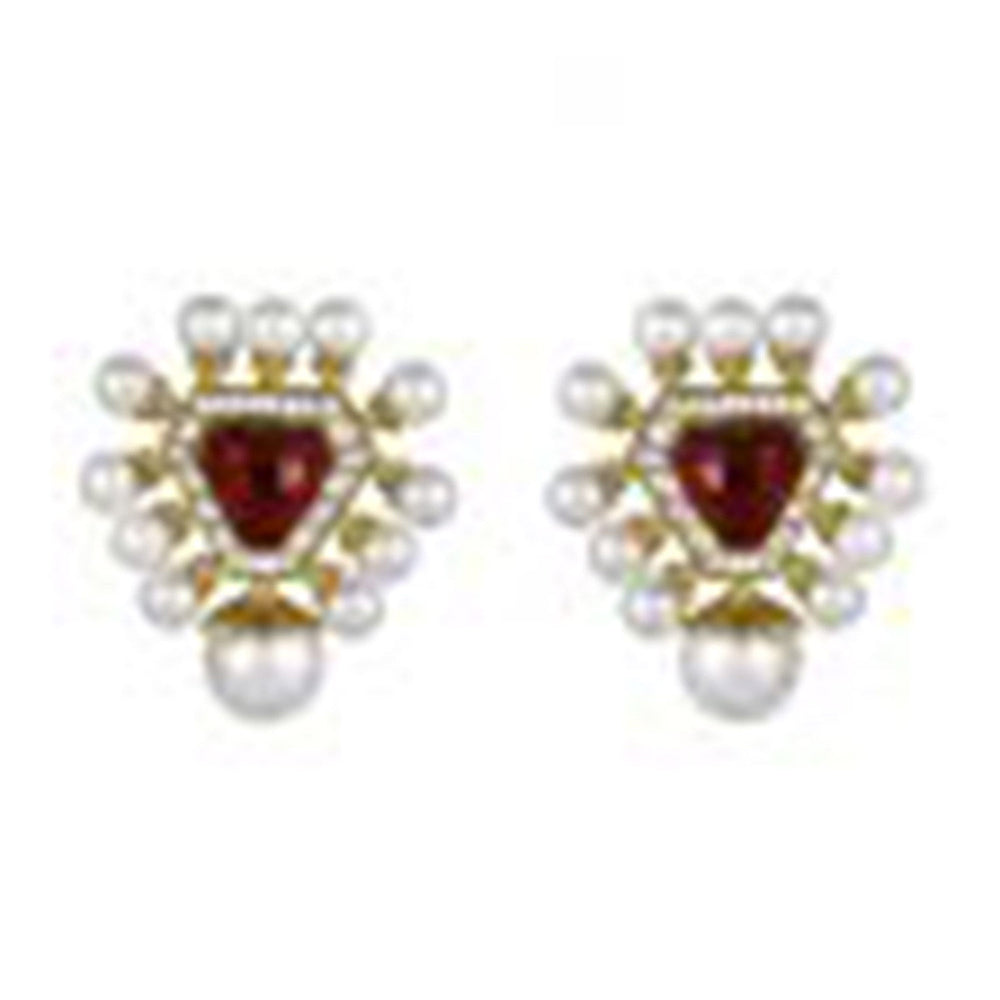 Raya Jewels Gold & Red Statement Stud Earrings
