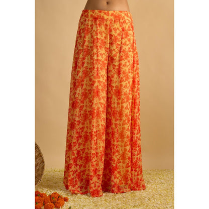 RAYASHA KHAN Yellow Printed Kurta with Palazzo and Dupatta