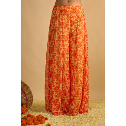 RAYASHA KHAN Yellow Printed Kurta with Palazzo and Dupatta