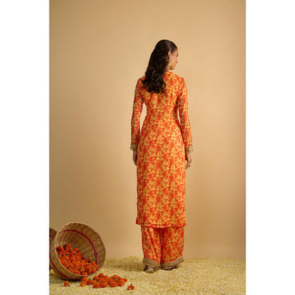 RAYASHA KHAN Yellow Printed Kurta with Palazzo and Dupatta