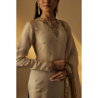 RAYASHA KHAN Beige Sharara with Kurti and Dupatta