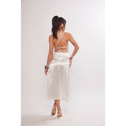 Realm By Vaishali Twinkle White Midi Skirt