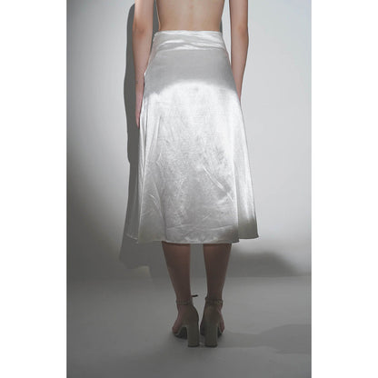 Realm By Vaishali Twinkle White Midi Skirt