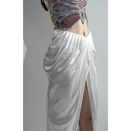 Realm By Vaishali Keya White Drape Maxi Skirt