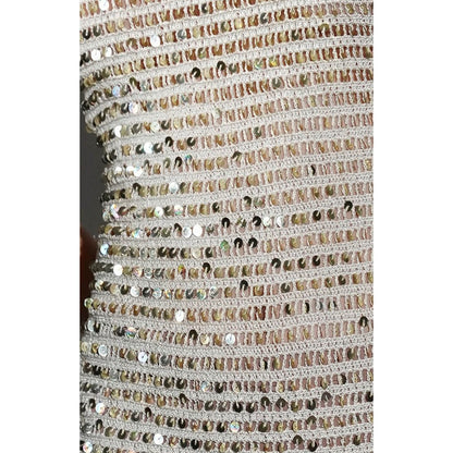 Realm By Vaishali Aria Off White Sequin Crochet Mini Dress