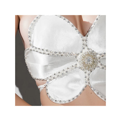 Realm By Vaishali Eden White Flower Crystal Crop Top