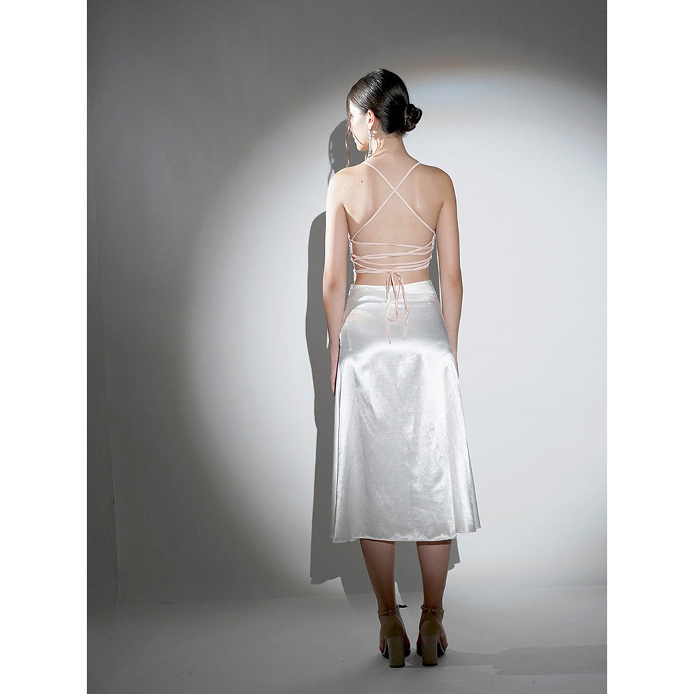 Realm By Vaishali Eden Peach Flower Crystal Crop Top