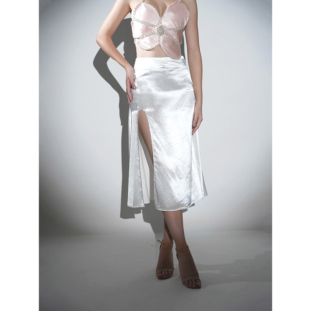 Realm By Vaishali Eden Peach Flower Crystal Crop Top