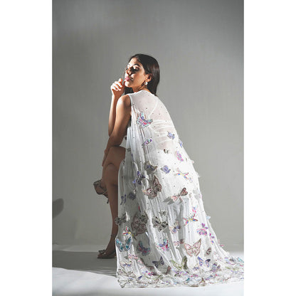 Realm By Vaishali Ariel 3D Sequin and Rhinestone Embellished Butterfly Cape