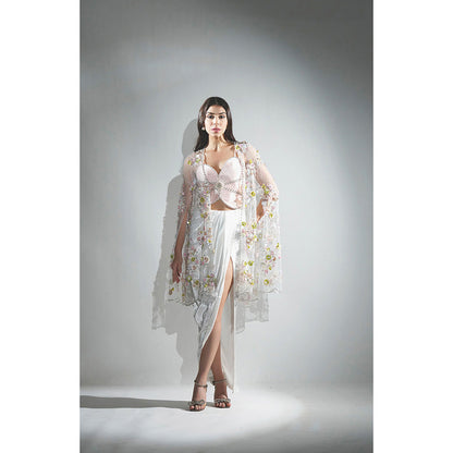 Realm By Vaishali Eden 3D Floral Embroidery Flower Cape