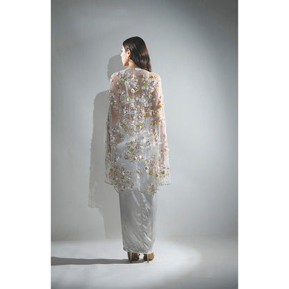 Realm By Vaishali Eden 3D Floral Embroidery Flower Cape