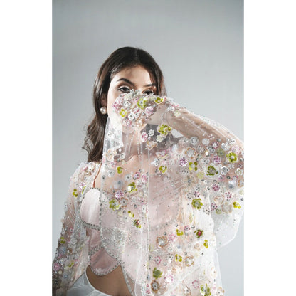 Realm By Vaishali Eden 3D Floral Embroidery Flower Cape