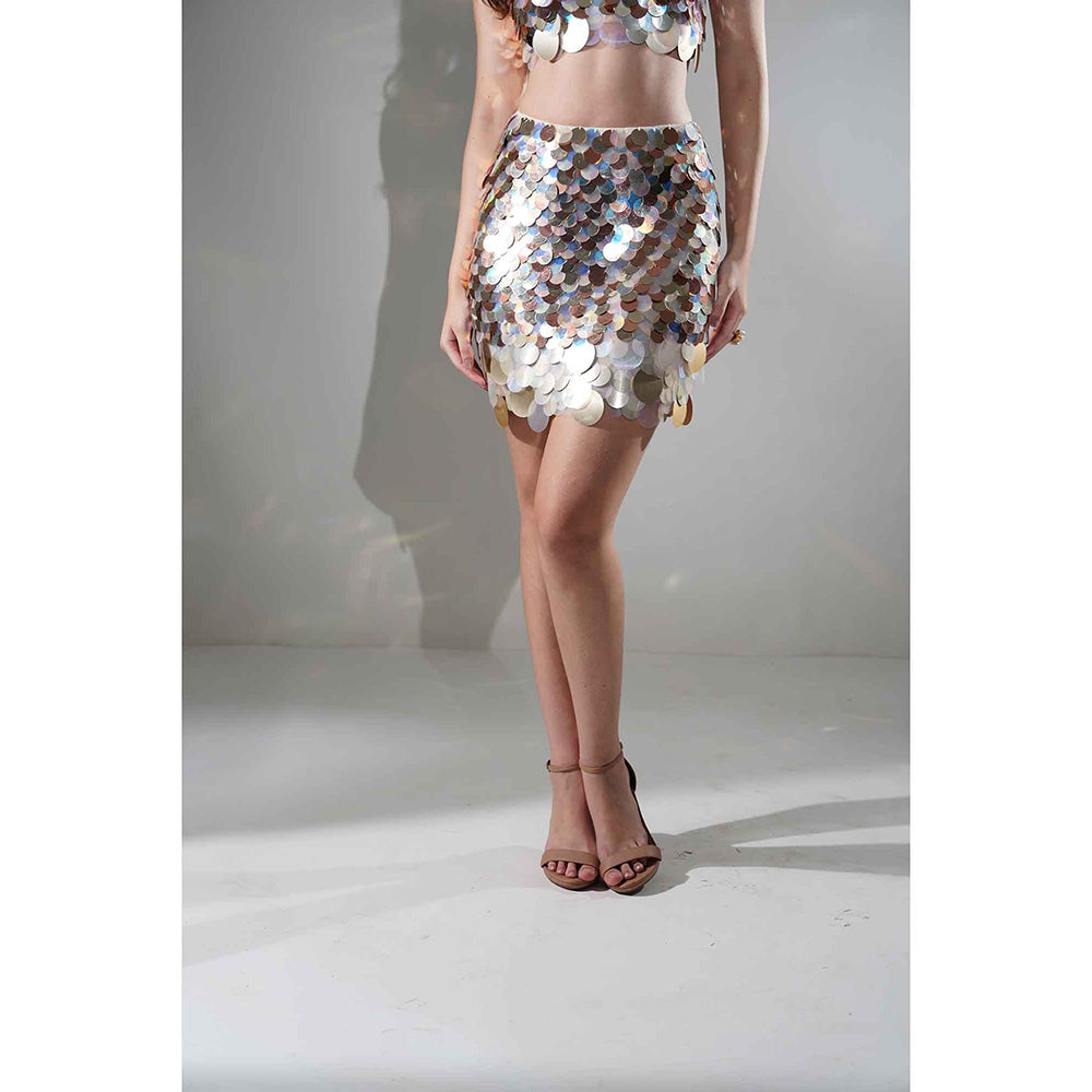 Realm By Vaishali Isla Multi-Color Sequin Mini Skirt