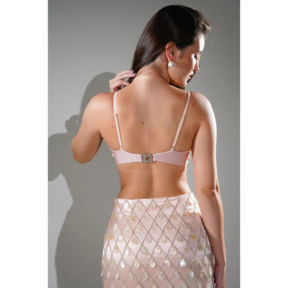 Realm By Vaishali Madeline Salmon Peach Pearl Bralette Top