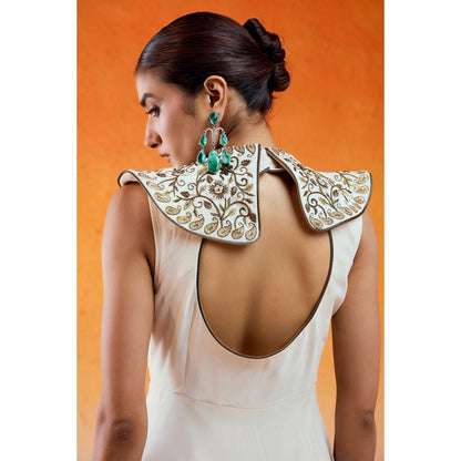 Redpine Designs Ivory Pilgrimed Collar Embroidered Gown