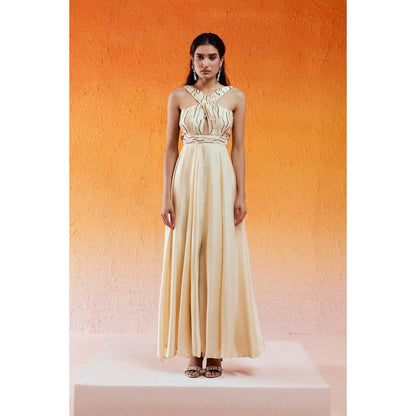 Redpine Designs Cream Embellished Jumpsuit