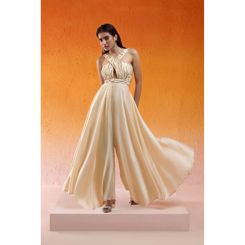 Redpine Designs Cream Embellished Jumpsuit