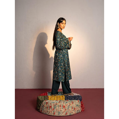 Redpine Designs Royal Green Printed Kurta with Pant (Set of 2)