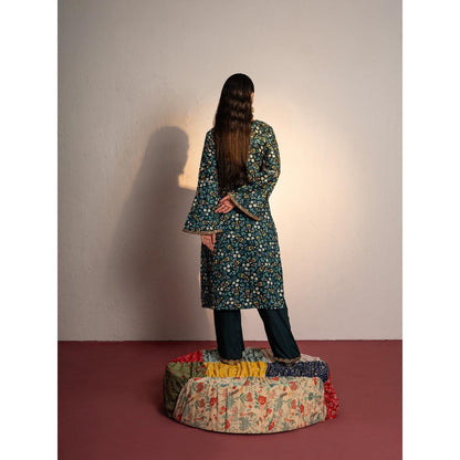 Redpine Designs Royal Green Printed Kurta with Pant (Set of 2)