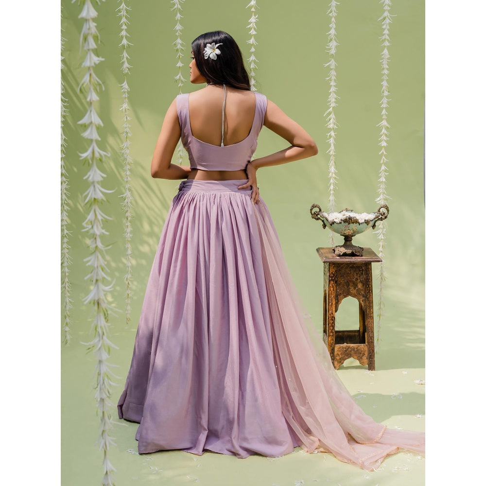 Redpine Designs Lavender Embellished Lehenga with Blouse and Dupatta (Set of 3)