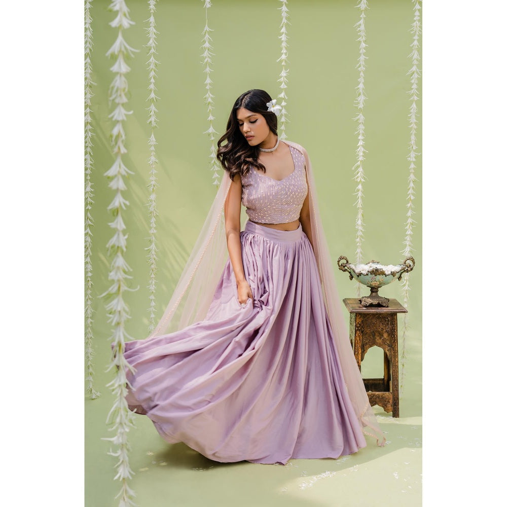 Redpine Designs Lavender Embellished Lehenga with Blouse and Dupatta (Set of 3)