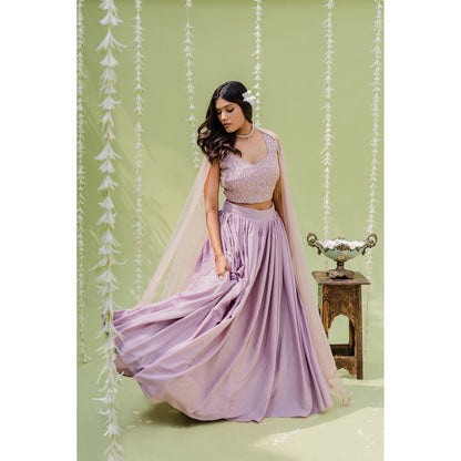 Redpine Designs Lavender Embellished Lehenga with Blouse and Dupatta (Set of 3)