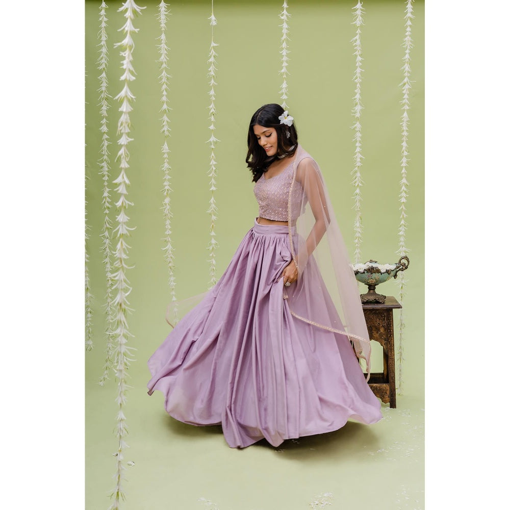Redpine Designs Lavender Embellished Lehenga with Blouse and Dupatta (Set of 3)