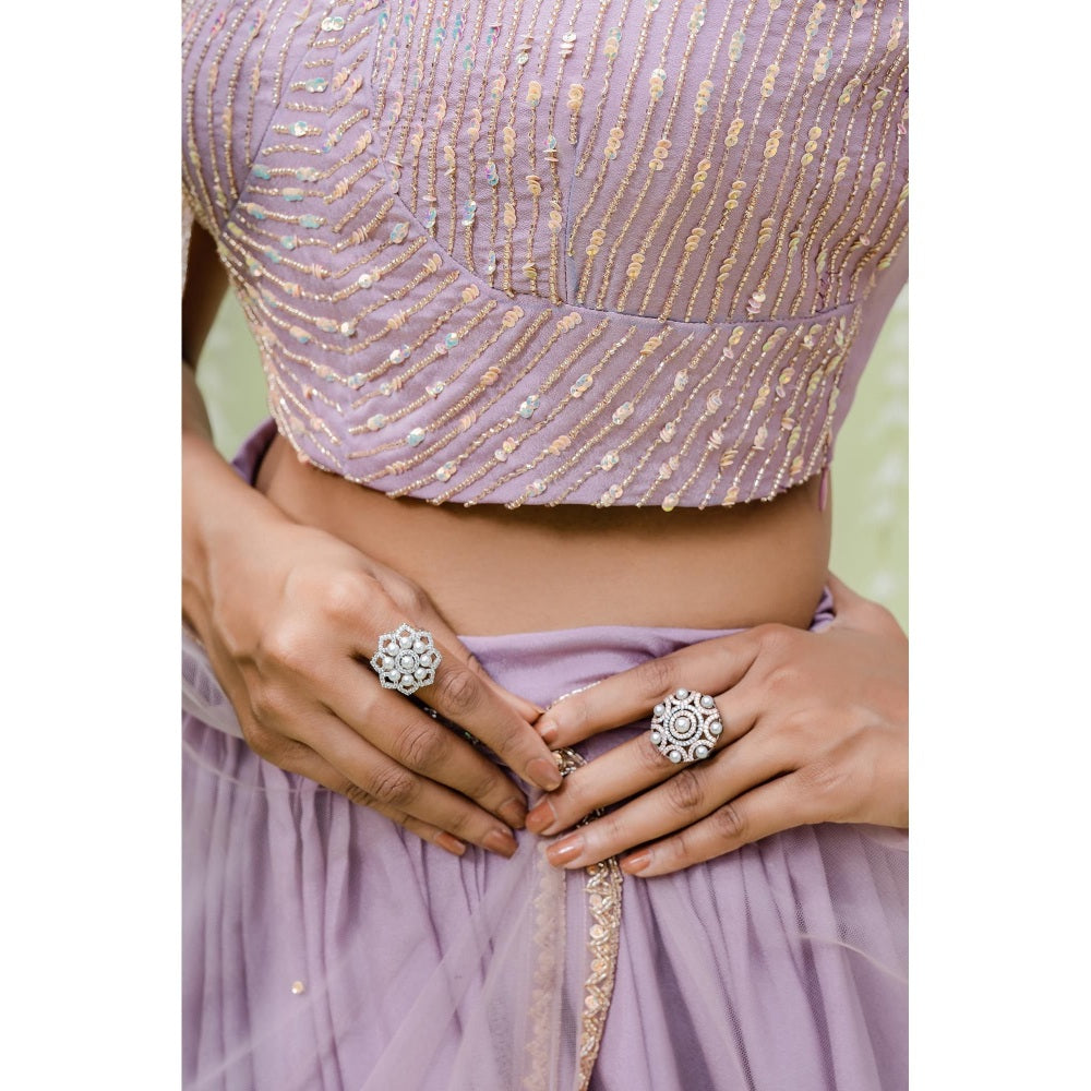 Redpine Designs Lavender Embellished Lehenga with Blouse and Dupatta (Set of 3)
