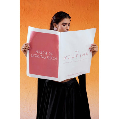 Redpine Designs Black Embellished Lehenga with Cape Attached Blouse (Set of 2)