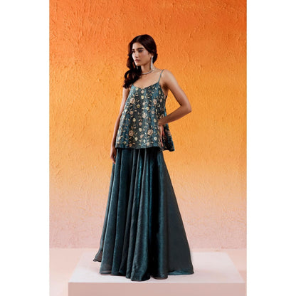 Redpine Designs Teal Blue Top with Sharara (Set of 2)